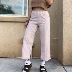 Leith High Rise Wide Leg Striped Beige & White Cropped Pants Size 26